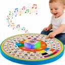 Age 1 2 3 Toddler Learning Words Pronunciation Machine,12 Month+ Kids Early Education Toys,Children Electronic Interactive Point Reader,with Music & RGB Lights,12.83inch Diameter Rotating Wheel