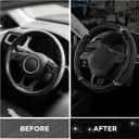 Road Comforts Leather Steering Wheel Cover - Made with PVC Leather - Anti-Slip, Universal Fit 14 1/2 inches to 15 inches - Black