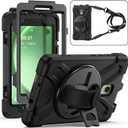 Rantice Samsung Galaxy Tab Active5/Active 3 8.0 Case, with 360 Stand, Handle Hand Strap & Shoulder Strap for Galaxy Tab Active5 8" 2024 X300/X307, Active3 8" 2020 T570/T575/T577 (Black)