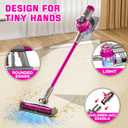 BLAXTEM 4-in-1 Kids Toy Vacuum that Works with Suction, Electric Toy Toddler Vacuum Cleaner for Children Girls & Boys, Toddlers Toys Cleaning Set for Pretend Play (Rose Red)