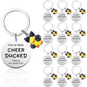 Nosiny 20 Pcs Duck Cheer Keychain Christmas Cheer Gifts Bulk for Team You've Been Cheerleader Christmas Duck Team Gift (Black)