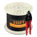 250FT 1/8" Stainless Steel Cable Black 7x7 Strands Aircraft Cable T316 Wire Rope with Cable Cutter 1800lbs Breaking Strength Wire Cable for Deck Cable Railing, Stair, Fence, DIY Balustrades