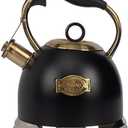 Tea Kettle -3.0 Quart Tea Kettles Stovetop Whistling Teapot Stainless Steel Tea Pots for Stove Top Whistle Tea Pot (Black)