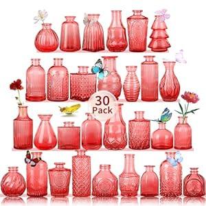 Glass Bud Vases Set of 30 pcs for Wedding, Home Decor, and Events, Mini Vases for Centerpieces and Gifts, Ideals for Candle Holders, Diffuse Bottles, Plant hydroponics Stations