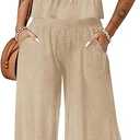 Dokotoo Pants Sets Women 2 Piece Outfits Sleeveless Round Neck Tank Tops Matching Sets for Women Elastic Waist Wide Leg
, Size S