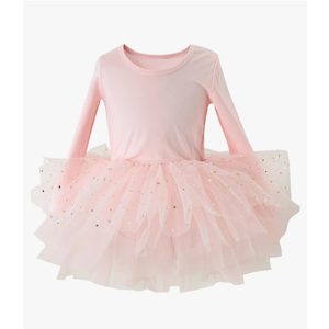 Toddler Girls Ballet Tutu Dresses Long Sleeve Sequin Tulle Ballerina Outfits Dance Leotards
size 90