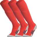 APTESOL Knee High Soccer Socks (3Pair) Team Sport Cushion Athletic Socks for Kids Youth Adult Medium
