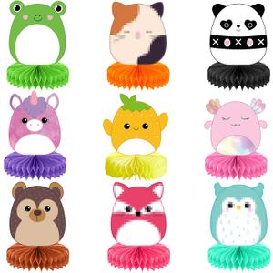 9 Pack Cute Animal Party Decorations Squish Animals Paper Honeycomb Table Centerpieces Squish Kawaii Animal Honeycomb Set Table Decor for Birthday Gifts Birthday Parties Favors Supplies