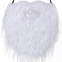 2 x Yan Dream Men Fake Beard with Elastic Band Easy Wear Fake Mustache Adult Facial Hair Accessory for Cosplay Party (White)