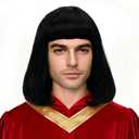 Unisex Natural Black Straight Flip in Short Full Bang Realistic Halloween Costume Cosplay Synthetic Bob Wig