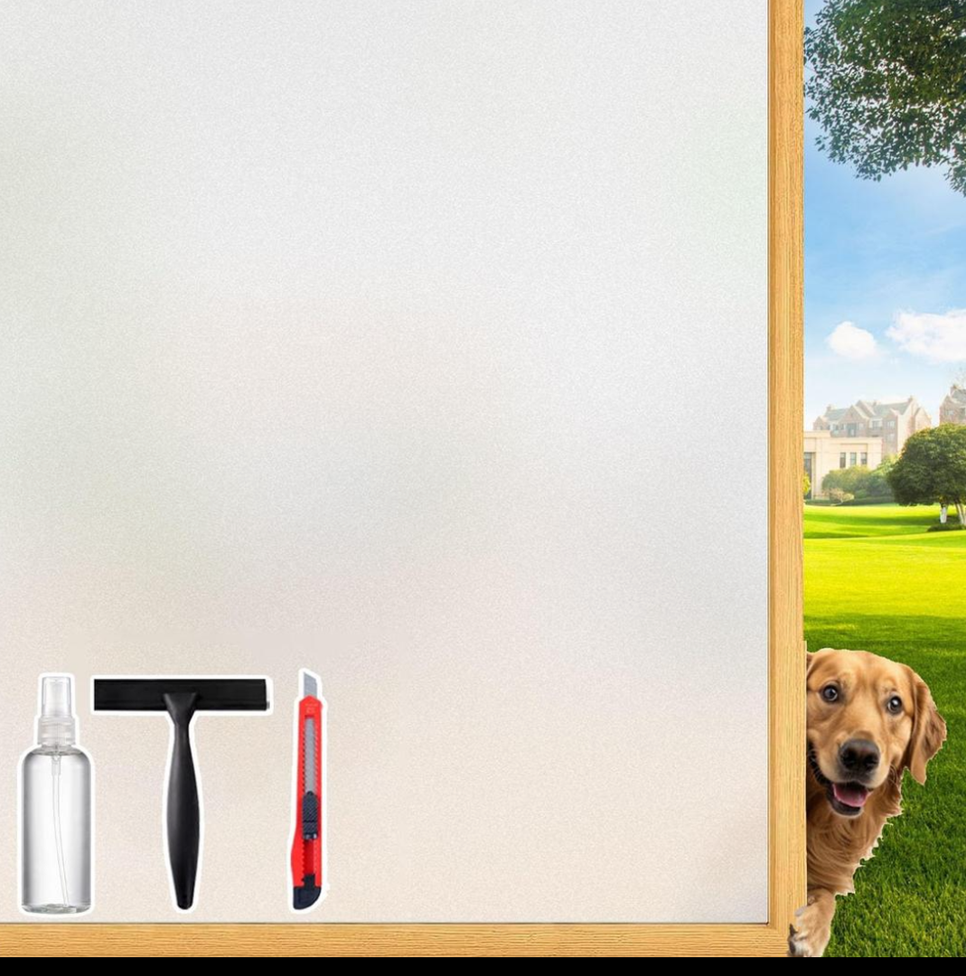 Frosted Glass Window Film Decorative with Reference Cutting Line, Bathroom Window Privacy Film for Glass Windows Cover, Static Cling, Removable, Reusable, Anti-UV, Anti-Glare, 29.5" x 78.7"
