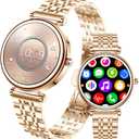 Smart Watch for Women 1.27" Color Screen Waterproof Fitness Activity Tracker Rose Gold Women's Smart Watch with Heart Rate Sleep Monitor for Android and iOS (Rose Gold Steel RT-i109)