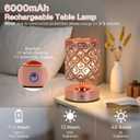 TOBUSA Crystal Rechargeable Cordless Table Lamps Set of 2, Wireless Lamps with 3 Color Temps & Stepless Dimming, Portable 6000mAh Battery Operated Lamps, Rose Gold Small Desk Lamps for Bedroom Bar