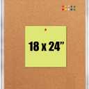 Cork Board 18x24 in, Framed Wall Hanging Bulletin Board with 10 Thumb Tacks