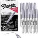 Sharpie Metallic Permanent Markers, Fine Tip, Silver, 12 Count - For Black Paper or Dark Surfaces, Arts & Crafts, Posters, Classroom Supplies