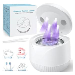 Dental Ultrasonic Retainer Cleaner Machine: 45kHz Dental Cleaning Pod with Digital Timer & 200ML, Deep Cleaning for Dentures, Mouth Guards, Aligners, Night Guards, Braces, Toothbrush Heads & Jewelry