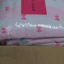 Betsey Johnson - Comforter Set, Super Soft Bedding with Matching Sham & Sheets, Includes Bonus Pillowcase & Reversible Plush Throw (Bow Stripe Pink, Full)