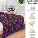 Funny Blanket Cat Pumpkin Throws for Kids Adults Pumpkin Cat Home Decor Gifts Flannel Blanket 40"x50" (Purple-hl1)