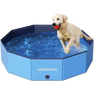 Meowant Foldable Dog Pool, Hard Plastic Dog Swimming Pools for Large Dogs, Collapsible Plastic Kid Pet Pool, Portable Bathing Tub Kiddie Pool for Dogs (L-48'' × 12'')