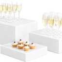 Liengoron 3Pcs White Buffet Risers 10" 12" 14" Acrylic Food Risers Display Stands Catering Supplies Buffet Display with Hollow Bottom