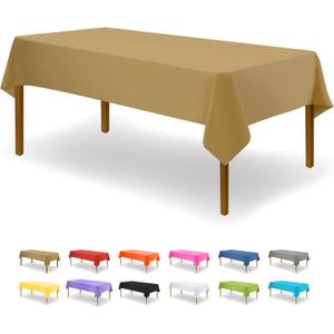 Gold Disposable Plastic Tablecloth for Rectangle Tables (12 Pack) Premium Decorative Table Cloth for Parties, Events & Weddings, Indoors & Outdoors, 54 x 108 inches, Plastic Table Cover