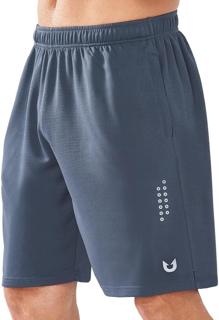 NORTHYARD Men's Athletic Gym Shorts Basketball 10"/7"/5" Tennis Workout Short Quick Dry Mesh Running with Zipper Pockets (Gray, S)