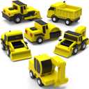 Tub Works Construction Trucks Mold Free Bath Toys, 6 Pack | Sealed, No Hole Bath Toys Design Keeps Moisture Out | Soft, Squeezable & Float on Water | Baby & Toddler Bathtub Toys | Baby Pool Play