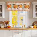 Window Valance Rod Pocket Panel for Kitchen Bedroom Windows Thanksgiving Maple Leaf Fall Pumpkin Harvest Valances Short Curtain Bathroom Treatment Drapes Vintage Wood Board Orange Buffalo Check (54"W x 18"L (Pack of 1))