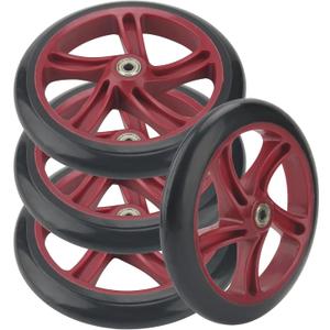 SEUNMUK 4 Pack 8 Inch Scooter Replacement Wheels, Adult Teen Kick Scooter Wheels Solid Replacement Wheels Set with ABEC-11 Bearings for Most Push Kick Scooters, Red