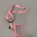 ID Badge Holders and Retractable Reel Clips,Lanyard with Release Buckle, Key Card Holder Nametag Protector for Nurse Women Girl Kid Office Teacher Doctor Student (Pink Horizontal,Double-Sided Clear)