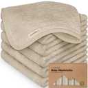 6-Pack Baby Washcloths - Soft Absorbent Viscose from Bamboo Wash Cloths for Babies, Kids, Toddlers, Infant, Newborn Bath Towels, Gentle on Sensitive Skin, 10x10 Reusable Face Towels(Earth Brown)