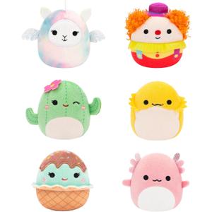 Squishmallows Original Micromallows 6-Pack  Archie Axolotl, Bimbi Clown, Lucy-May Llamapegacorn, Maritza Cactus, Maya Sundae, Rodry Bearded Dragon (Squad 2)