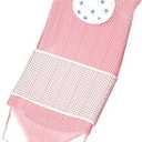 Baby Bath Seat Support, Non Slip Mesh Cushion Portable Bath Tub Seat Net for Newborns to Toddlers Pink PP Material with Pillow and Slip Pad