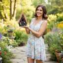 Seeded Birdhouse, Birdseeded Bird House, Wood Wren Bird Houses Covered with Wild Birdfood,Bird Feeders for Outside Hanging, A Frame Birdhouses