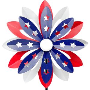 Wind Spinners Outdoor Metal with Patriotic, Magical Garden Windmill Decor Kinetic Sculptures for Yard Garden Lawn, American Flag Pinwheel Decorations