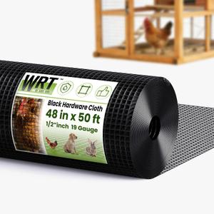 Black Hardware Cloth1/2 inch 48 inch x 50 Foot 19 Gauge, PVC Coated Welded Wire Mesh Roll, Heavy Duty Metal Mesh with Square Grid,Fencing Roll for Chicken Coop Barrier, Rabbit Cage, Snake Fence