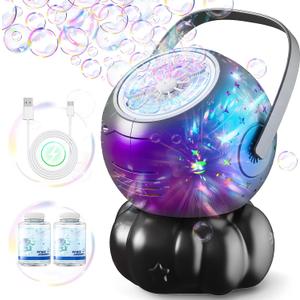 Bubble Machine - Halloween Bubble Maker for Kids with Big Bubbles Design, Multi-Color LED Light, 20oz CapacityUSB-C Rechargeable - Outdoor Toys for Toddlers Ages 3+ Boys Girls Party Birthday Gift