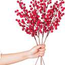 Lvydec 4 Pack Artificial Red Berry Stems - 20 Inch Christmas Holly Berry Branches for Holiday Home Decor and Crafts