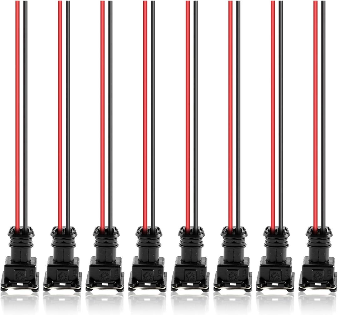 MOTOALL Fuel Injector Connector EV1 OBD1 Plug Wire Harness Pigtail Wiring Loom Clip Cut & Splice 2-Wire Female - 8pcs