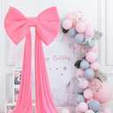 Large Pink Bow Birthday Decorations, 31'' x 60'' Big Bow Themed Backdrop Room Wall Decor Wedding Engagement Bachelorette Baby Shower Bridal Christmas Tree Decoration (Large)