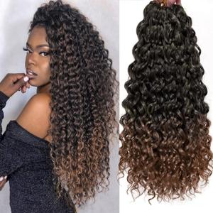 GoGo Curl Crochet hair 24inch Water Wave Crochet hair Ombre Synthetic Bohemian Crochet Braid Deep Wave Braiding hair Extensions(7Packs,1B/30)