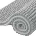 SUBRTEX Bathroom Rugs Chenille Bath Rug Soft Short Plush Bath Mat Soft Shower Mat Water Absorbent Shower Mat Quick Dry Machine Washable(Light Gray, 16" x 24")