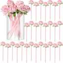 28 Pcs Valentine's Day Flower Rose Pens Valentine Gifts Artificial Floral 0.5mm Black Ink Gel Pen for Valentines Gifts Wedding Mother's Day Home Office Supplies(Pink)
