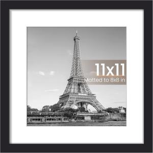upsimples 11x11 Picture Frame, Display Pictures 8x8 with Mat or 11 x 11 Without, Wall Hanging Square Frames, Black, 1 Pack