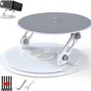 Foldable Desktop Projector Stand, Universal 360Adjustable Table Mount 1/4" Screw360 Rotation PJ Holde Black Projector Tray for Home Office Studio with Cable Ties (White)