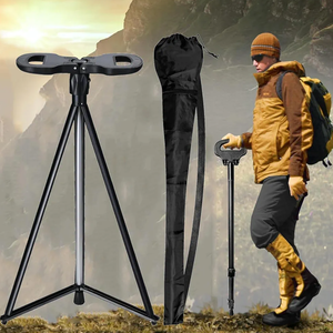 Walking Cane with Seat 2-in-1 Foldable Walking Sticks Chair for Men Women Elderly Folding Camping Chair Portable Trekking Poles Aluminum Lightweight Travel Storage Bag for Adult Outdoor Hiking
