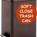 Homie Soft Close, Slim Trash Can 3.2 Gallon with Anti - Bag Slip Liner and Lid, Use as Mini Garbage Basket, Slim Dust Bin, or Decor in Bathroom, Restroom, Kitchen, or Bedroom (Bronze)