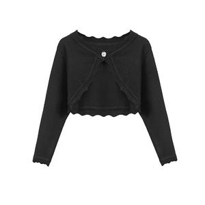 Arshiner Girls Solid Shrug Open Front Cardigan Long Sleeve Knit Cute Sweater Black, 6 years