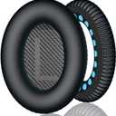 Replacement Earpads Cushions for Bose QC35/25/15/AE2/AE 2i/AE 2w/SoundTrue/SoundLink Headphone, 1 Pair Noise Isolating On-Ear Ear Pads with Soft Memory Foam with Premium Protein Leather(Black)