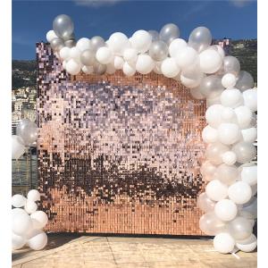 Shimmer Wall Backdrop-24 Packs Rose Gold Panels Square Sequin Backdrop for Wedding Party Photography